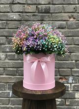 Цветочная композиция из Гипсофила и Розы в шляпной коробке #REPLACE_PRED# Иланском