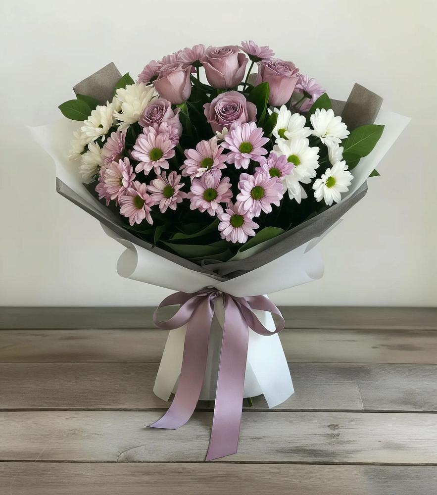 Букет цветов из: Хризантемы и Розы в Иланском
