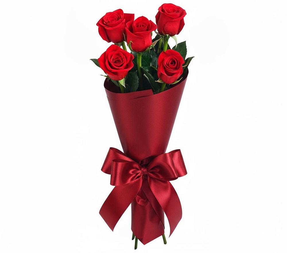 Букет 5 Красных роз Эдлесс Лав в Иланском