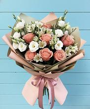 Букет цветов из:  Розы, Альстромерии и Лизиантусы в Иланском