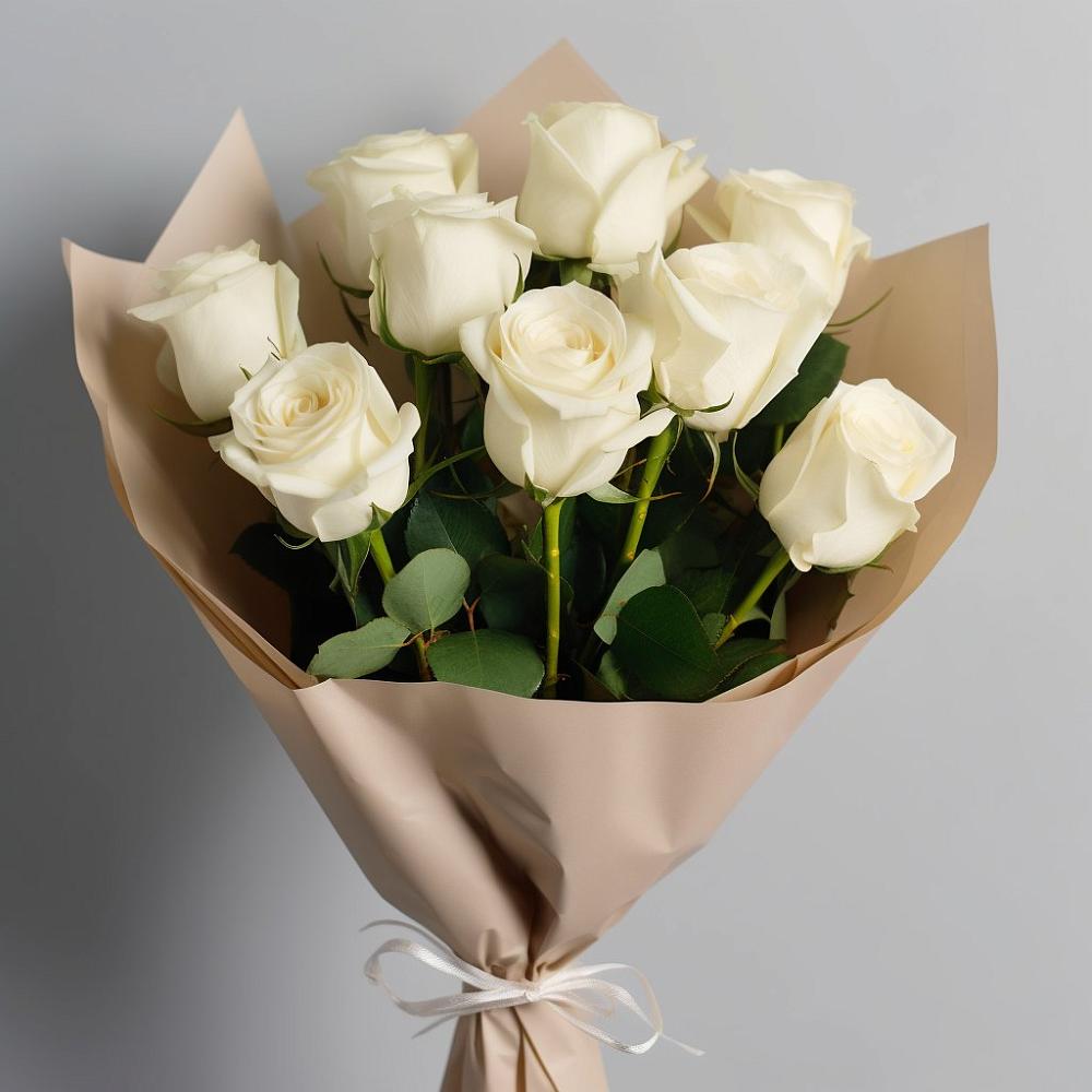 Букет 9 Белых роз Эдлесс Лав в Иланском