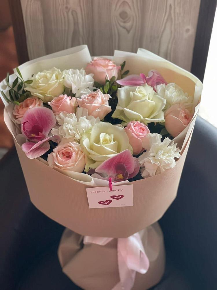 Букет цветов из: Орхидеи, Розы и Гвоздики в Иланском