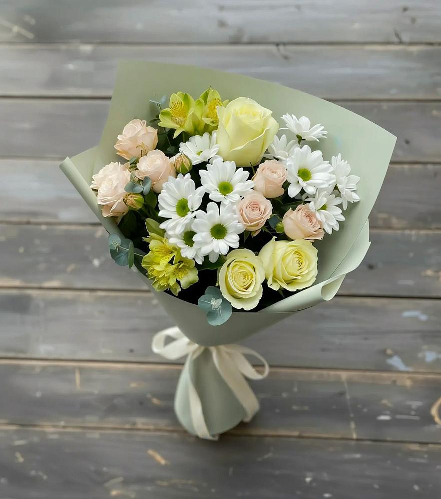 Букет цветов из: Альстромерии, Розы и Хризантемы в Иланском