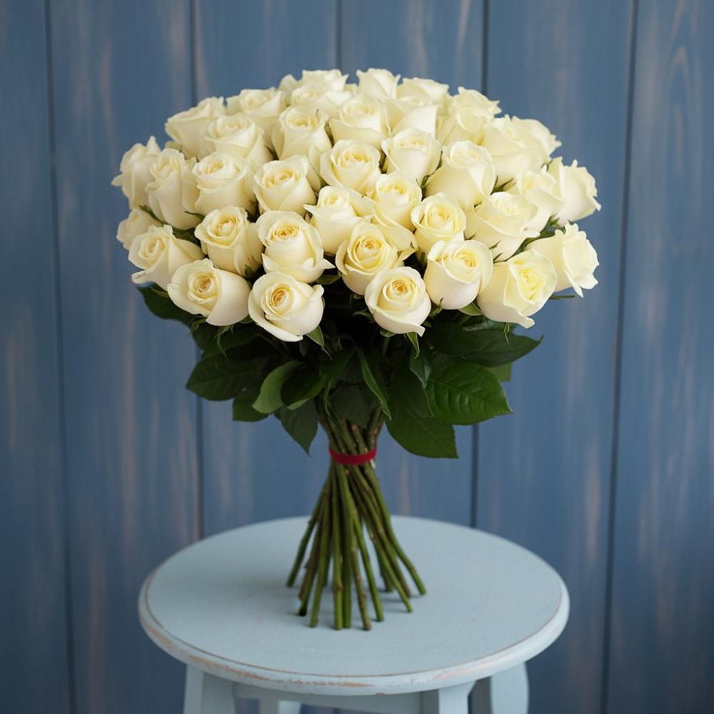 Букет 51 Белая роза Эдлесс Лав в Иланском