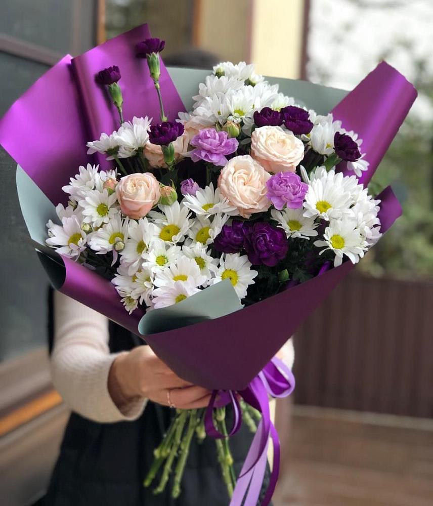 Букет цветов из: Хризантемы, Гвоздики и Розы в Иланском