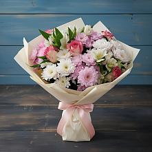 Букет цветов из:  Хризантемы, Альстромерии и Розы в Иланском