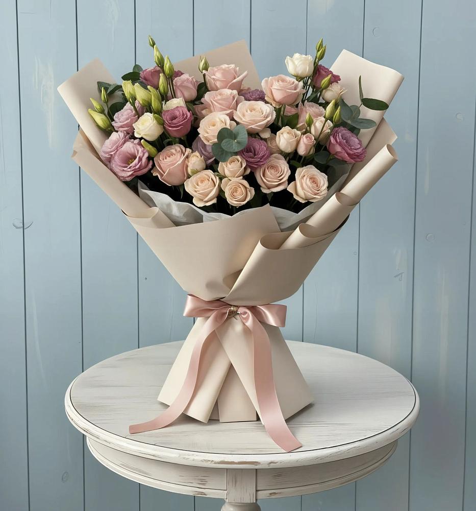 Букет цветов из: Розы и Лизиантусы в Иланском