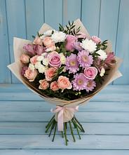 Букет цветов из:  Хризантемы, Розы и Альстромерии в Иланском