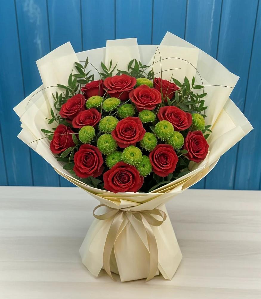 Букет цветов из: Розы и Хризантемы в Иланском